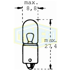ΛΑΜΠΑ ΕΛΙΑ 12V 4W BA9s (Υ: 27,4 ) TRIFA