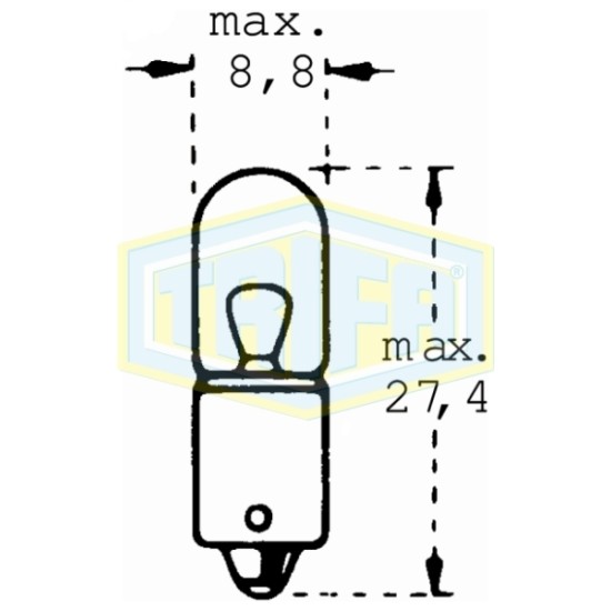 ΛΑΜΠΑ ΕΛΙΑ 12V 4W BA9s (Υ: 27,4 ) TRIFA