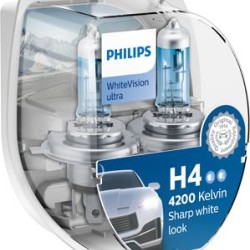 PHILIPS 12342WVUSM ΣΕΤ H4 White Vis Ultra (2ΧΗ4)