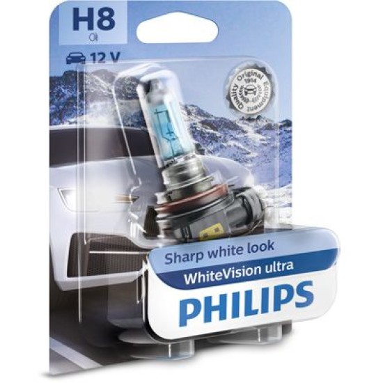 PHILIPS 12360WVUB1 H8 WHITE VISION ULTRA 12V-35W PHILIPS 12360WVUB1 H8 WHITE VISION ULTRA 12V-35W