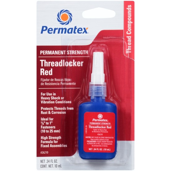 PERMATEX THREADLOCKER PERMANENT STRENGTH RED 10ML