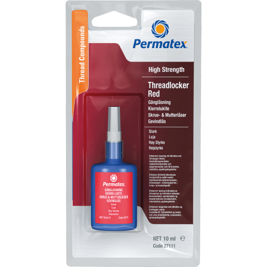 PERMATEX THREADLOCKER HIGH STRENGTH RED 10ML