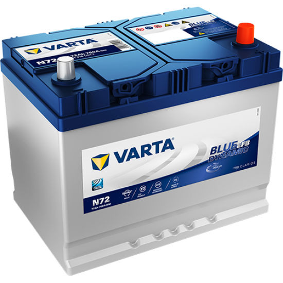 VARTA BLUE DYNAMIC ΜΠΑΤΑΡΙΕΣ N72 (72Ah/760A) 261x175x220mm VARTA BLUE DYNAMIC ΜΠΑΤΑΡΙΕΣ N72 (72Ah/760A) 261x175x220mm