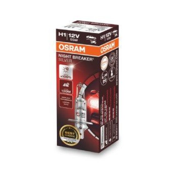 OSRAM ΛΑΜΠΑ NIGHT BREAKER® SILVER H1 12V OSRAM ΛΑΜΠΑ NIGHT BREAKER® SILVER H1 12V