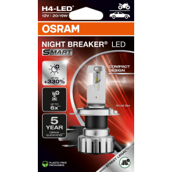 OSRAM ΛΑΜΠΑ NIGHT BREAKER® LED SMART H4 P43t 6000K RECOM MOTORCYCLES