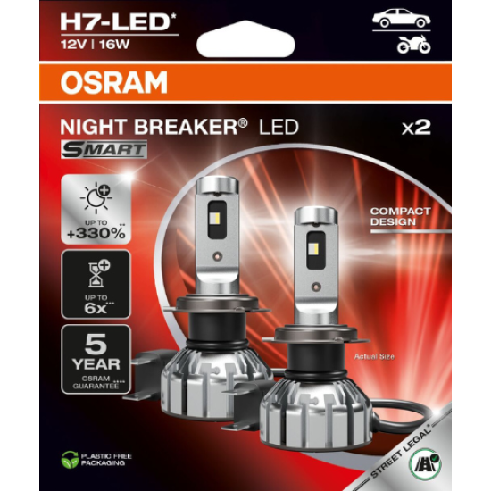 OSRAM ΛΑΜΠΑ NIGHT BREAKER® LED SMART H7 PX26d 6000K RECOM (STREET LEGAL) OSRAM ΛΑΜΠΑ NIGHT BREAKER® LED SMART H7 PX26d 6000K RECOM (STREET LEGAL)