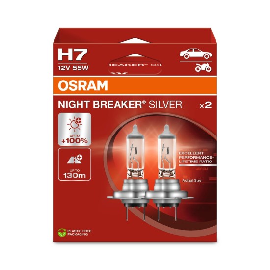 OSRAM ΛΑΜΠΑ NIGHT BREAKER® SILVER H7 12V DUOBOX ECO