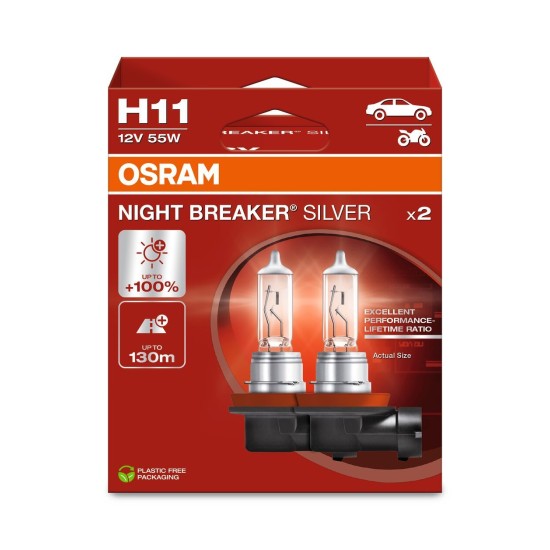 OSRAM ΛΑΜΠΑ NIGHT BREAKER® SILVER H11 12V DUOBOX ECO