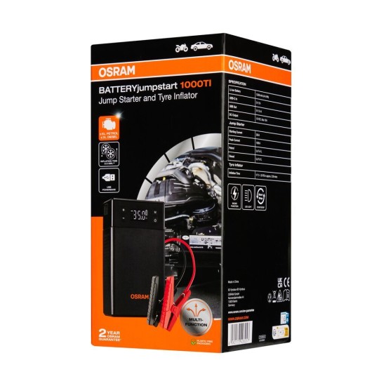 OSRAM ΕΚΚΙΝΗΤΗΣ ΜΠΑΤΑΡΙΑΣ BATTERYjumpstart 1000TI 12000mAh OSRAM ΕΚΚΙΝΗΤΗΣ ΜΠΑΤΑΡΙΑΣ BATTERYjumpstart 1000TI 12000mAh